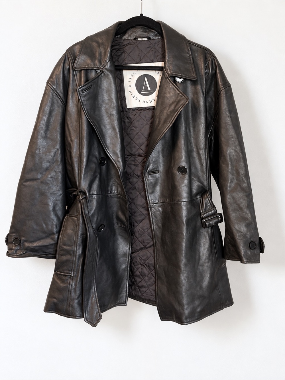 59. VINTAGE A LINE ANNE KLEIN LEATHER SHORT TRENCH